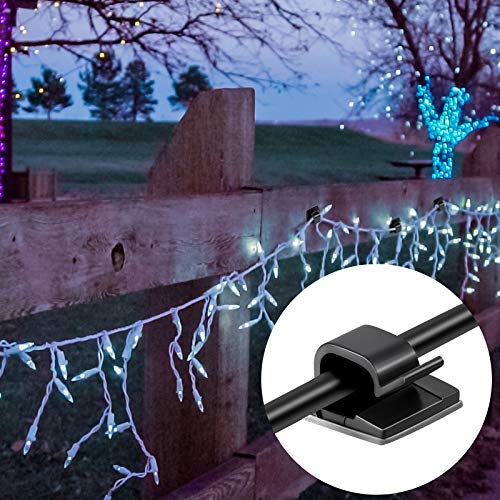 Blulu 100 Pcs Adhesive Cable Clips Bulk Wire Holder for Cord Organizer Clips Cable Management Outdoor Light Hooks for Christmas Wall String Lights Fairy Lights-NeatNest
