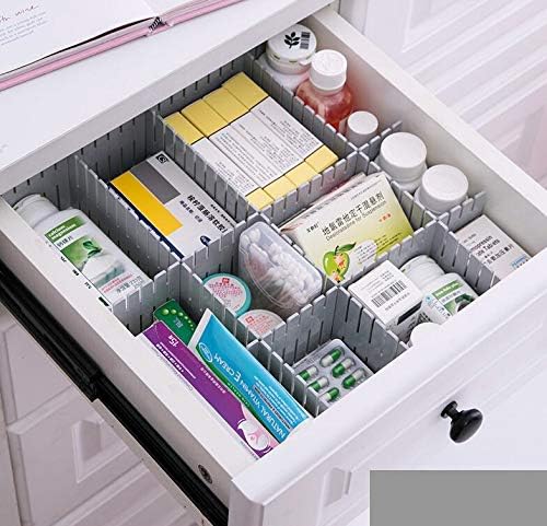 8pcs DIY Plastic Drawer Organizer Adjustable Drawer Dividers for Home Tidy Closet, Socks, Underwear, Office School Supplies, Kitchen Utensil Tools (Grey)-NeatNest