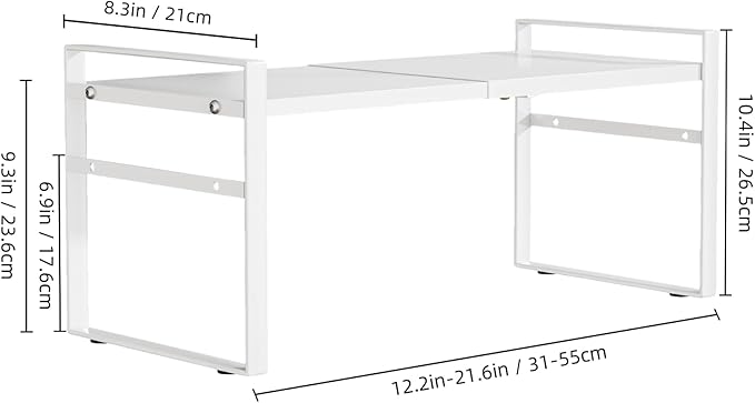 Expandable Cabinet Shelf Organizer Riser for Kitchen Pantry Cupboard Under Sink Countertop,kitchen cabinet shelf (white)-NeatNest