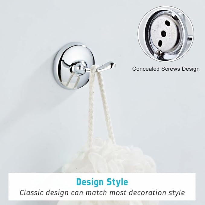 4 Piece Bathroom Accessory Set(Adjustable Towel Bar, Towel Ring, Toilet Paper Holder,Towel Hook), Wall Mounted Bathroom Hardware Accessories Set,Chrome