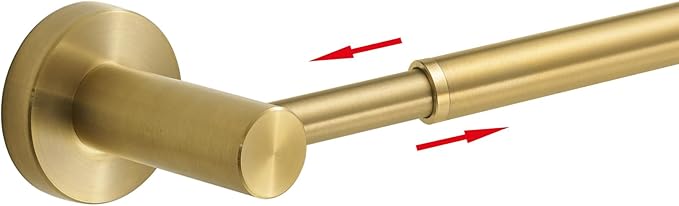 BESy Adjustable 15 to 26 Inch Single Bath Towel Bar for Bathroom SUS304 Stainless Steel Towel Holder, Wall Mount with Screws Hand Towel Bar Rod Hotel Style, Brushed Gold-NeatNest