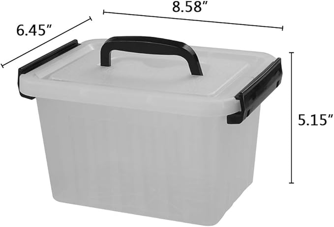 Bringer 3 Quart 6-Pack Clear Plastic Storage Boxes, Latch Box with Black Handle-NeatNest