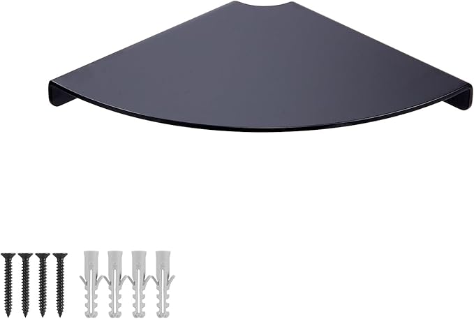 6 Inch Corner Shelf - Heavy Duty 3.0mm Aluminum Alloy Wall Mounted Floating Shelf for Bathroom, Kitchen, Living Room, Office, Bedroom & Dorm - Black