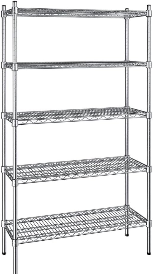 14" x 36" NSF Chrome 5-Shelf Kit with 72" Posts, Commercial Storage Rack Unit, Heavy Duty Storage Shelving, Wire Shelving Kit, Adjustable Rack Strong Steel, Multipurpose Wire Shelf
