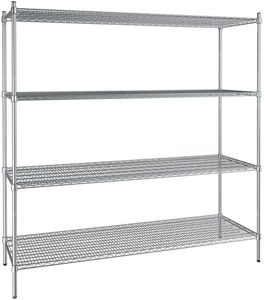 24" x 72" NSF Stainless Steel 4-Shelf Kit with 74" Posts, Heavy Duty Storage Shelving, Wire Shelving Kit, NSF Commercial Storage Rack Unit