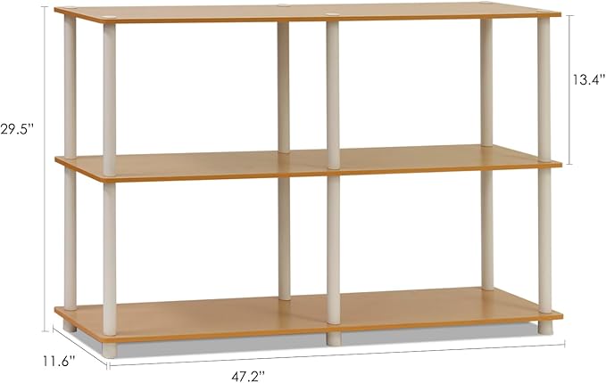 Furinno 99130BE/WH 3-Tier Double Size Storage Display Rack, Beech/White