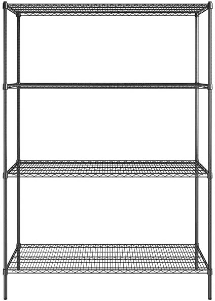 24" x 60" NSF Black Epoxy 4-Shelf Kit with 86" Posts, Heavy Duty Storage Shelving, Wire Shelving Kit, NSF Commercial Storage Rack Unit