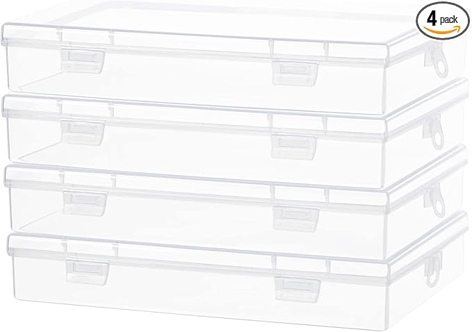 Clear Container with Lid, 4 Packs Rectangular Storage Containers Plastic Storage Box 7.1''×4.6''×1.2'' Small Clear Storage Box for Storage, Beads, Crafts Accessories-NeatNest