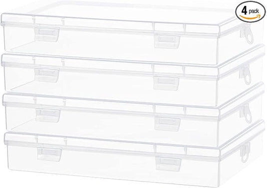 Clear Container with Lid, 4 Packs Rectangular Storage Containers Plastic Storage Box 7.1''×4.6''×1.2'' Small Clear Storage Box for Storage, Beads, Crafts Accessories-NeatNest