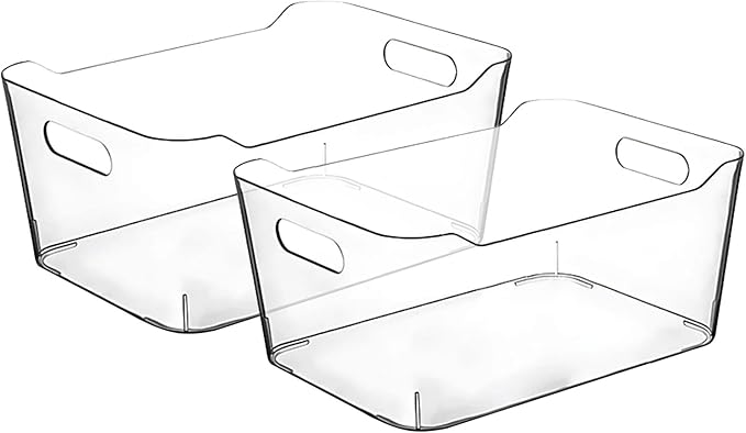 Clear Plastic Storage Bins for Kitchen Organization or Pantry Organizers and Storage, Freezer Fridge Organizer Containers Bin for Organizing Refrigerator Closet Cabinet Organizers-NeatNest