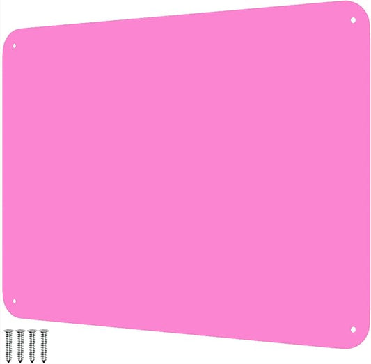 9 inches x 6.5 inches Stainless Steel Plate for Magnets, 3M Adhesive Back, Mounting Screws, Ideal for Magnetic Shelf, Spice Holders, Fridge Magnets. Mount Anywhere! (Pink, 1 Pack)