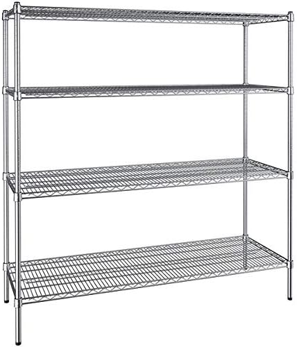21" x 60" NSF Chrome 4-Shelf Kit with 64" Posts, Heavy Duty Storage Shelving, Wire Shelving Kit, NSF Commercial Storage Rack Unit