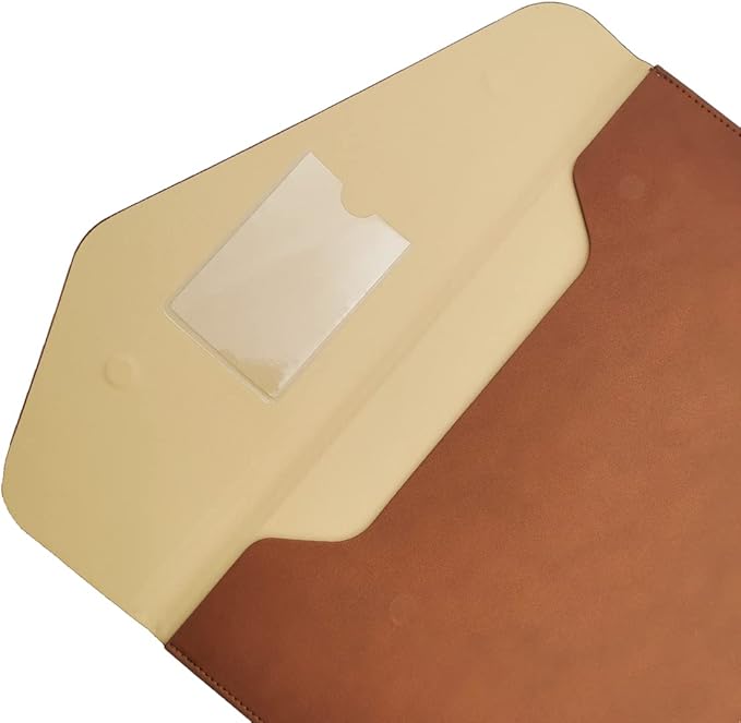 Enyuwlcm PU A4 Leather File Folder Document Holder Folder Stylish Portfolio Envelope Case with Strap and Invisible Magnetic Closure (Brown)