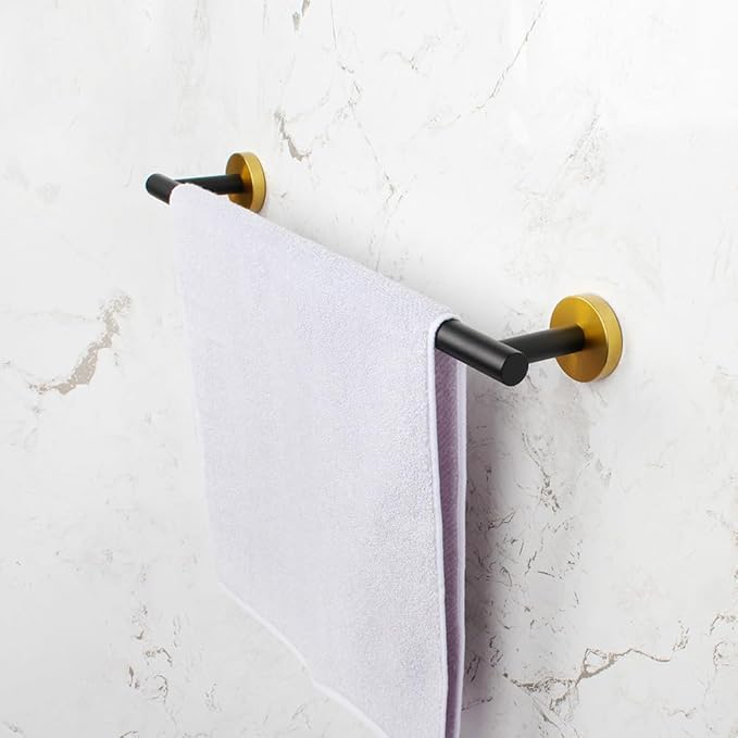 18-Inch Hand Towel Bar Stainless Steel Bathroom Towel Holder Kitchen Dish Cloth Hanger Wall Mount Black & Gold