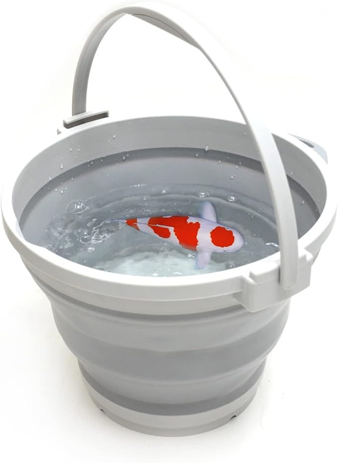 SAMMART 7L (1.8 gallon) Collapsible Plastic Bucket - Foldable Round Tub - Portable Fishing Water Pail - Space Saving Outdoor Waterpot, size 28cm dia (1, Grey)-NeatNest