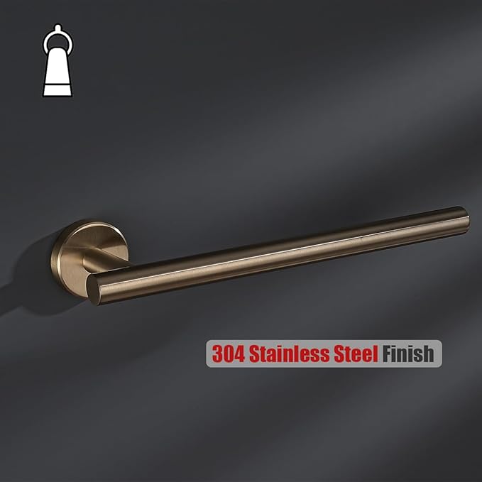 JQK Hand Towel Holder Towel Ring Champagne Bronze, 10 Inch Thicken 0.8mm 304 Stainless Steel Bathroom Hand Towel Bar, 9 Inch Useable Length Wall Mount Towel Rack, THH110L9-CB