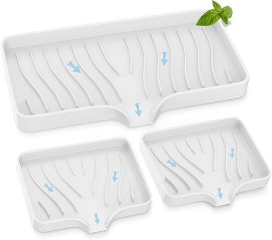 Kitchen Sink Tray,Self Draining Kitchen Soap Tray Soap Holder Silicone Sponge Holder for Kitchen Sink,Kitchen Bathroom Sink Caddy Sink Organizer for Sponge,Soap Dispenser,Dish Scrubber,Palm Brush-NeatNest