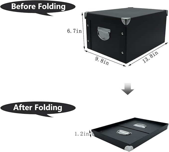 GUOZI Collapsible Storage Box, Decorative Memory Box with Lid & Metal Reinforced Corners, Cardboard File Bin with Handles, Organizer Gift Box for Keepsake Toy Photos Office Nursery Wardrobe Bookshelf-NeatNest