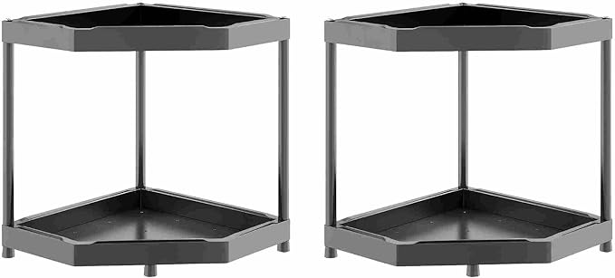Corner Shelves Small Corner Bookshelf Kitchen Bathroom Standing Shelf Display Rack Storage Rack Plant Stand Room Decor Black 2pack-NeatNest