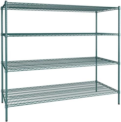 30" x 72" NSF Green Epoxy 4-Shelf Kit with 64" Posts, Heavy Duty Storage Shelving, Wire Shelving Kit, NSF Commercial Storage Rack Unit