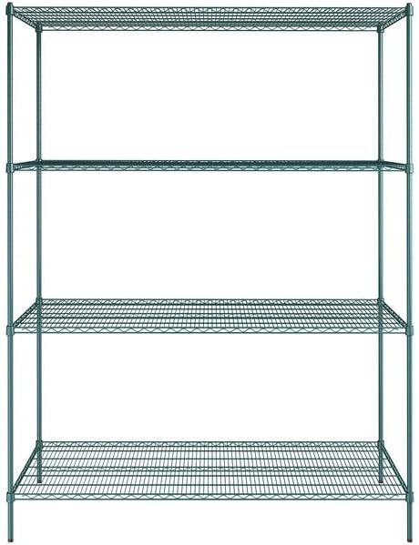 30" x 72" NSF Green Epoxy 4-Shelf Kit with 96" Posts, Heavy Duty Storage Shelving, Wire Shelving Kit, NSF Commercial Storage Rack Unit
