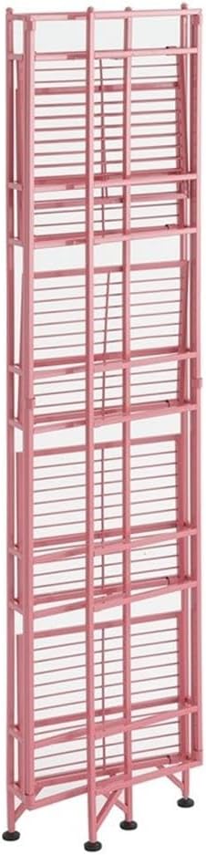 Convenience Concepts Xtra Storage Shelves - 5-Tier Folding Metal Storage Shelves, Closet Organizer for Office, Laundry Room, Bedroom, Garage, Kitchen, Bathroom, Pink-NeatNest