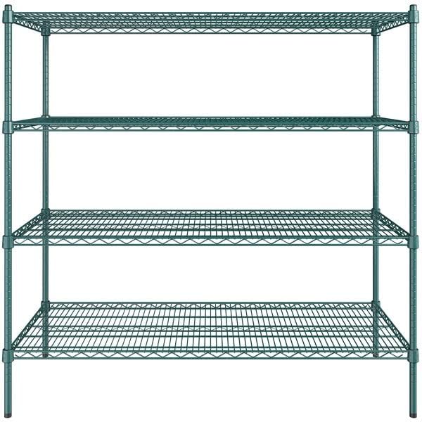 24" x 54" NSF Green Epoxy 4-Shelf Kit with 54" Posts, Heavy Duty Storage Shelving, Wire Shelving Kit, NSF Commercial Storage Rack Unit