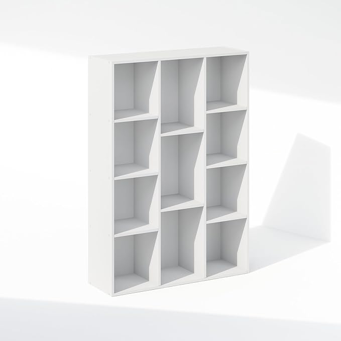 Furinno Reed 11-Cube Open Shelf Clothing & Closet Storage Organization, White-NeatNest