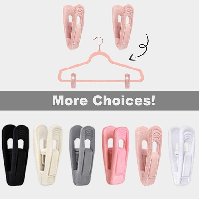 Light Pink Velvet Hangers (80-Pack), Non-Slip Strong Hanger Clips for Velvet Skirts & Pants-NeatNest