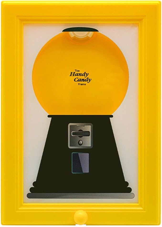 Gumball Machine，Photo Frame Candy Dispenser,For Candies, Nuts, Dog & Cat Treats, Hang on Wall, Birthday & Holiday Gift for All Ages.(Yellow)-NeatNest