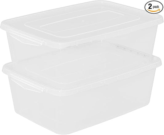 2 Packs 16 L Plastic Storage Containers with Latching Lid, Commercial Pizza Dough Proofing Box, Clear Pizza Dough Containers