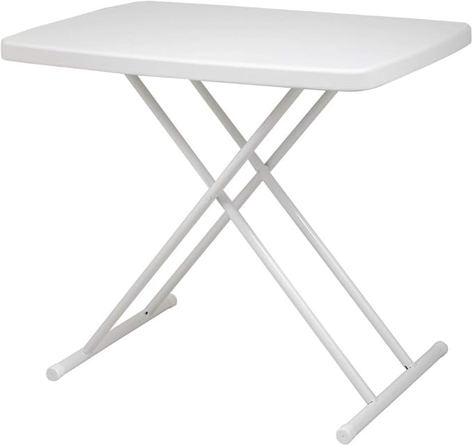 BWM.Co Portable Folding Height-Adjustable Table fot Picnic Beach Personal Desk Home Dining Table for Small Space with X-Crossed Feet for Business or Home Use,Easy Assembly, White-NeatNest
