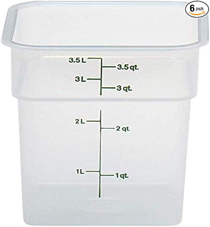 Cambro Food Storage Container (6 Pack) - Classic Series Square - 4 QT (Quart) - Commercial Grade for Food Prep (Translucent)-NeatNest