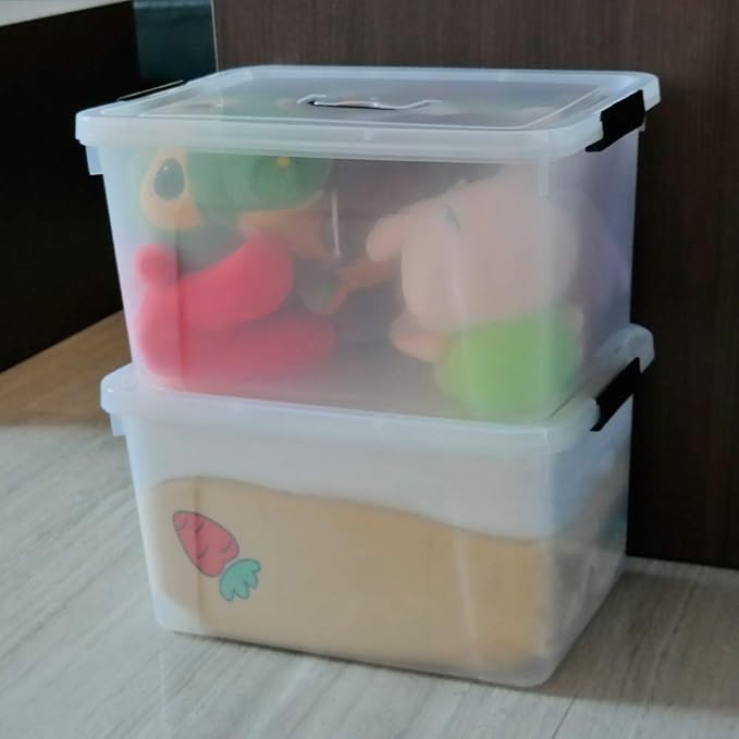 Begale 17.5 Quart Plastic Large Storage Container, Clear Latch Bin with Handle and Lid, 4-Pack-NeatNest