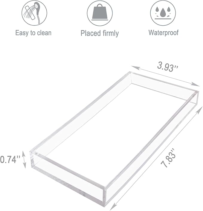 Bigfety Acrylic Vanity Tray for Organizing, Clear Bathroom Trays for Counter, Desk, Dresser-NeatNest