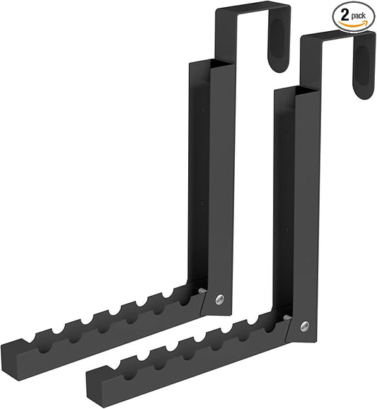 Over The Door Hanger Folding Clothes Drying Rack, Folding Hanging Coat Rack for Indoor Laundry Room Compact Small Space Foldable Portable Clothing Hanger Hook Collapsible- 2 Pack（Black）