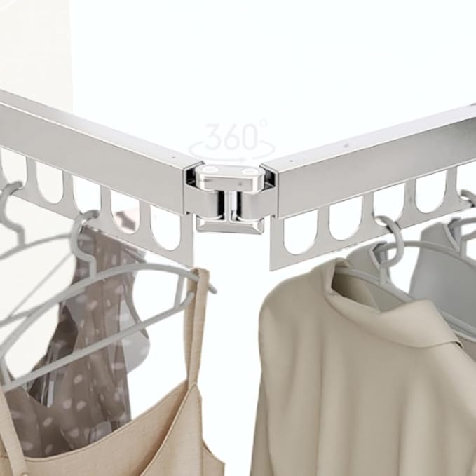 Clothes Drying Rack Carbon Steel Laundry Drying Rack Collapsible White Wall Mounted Clothes Rack 45 Inch Clothes Hanger Rack with Hooks for Drying Clothes 47 Inch
