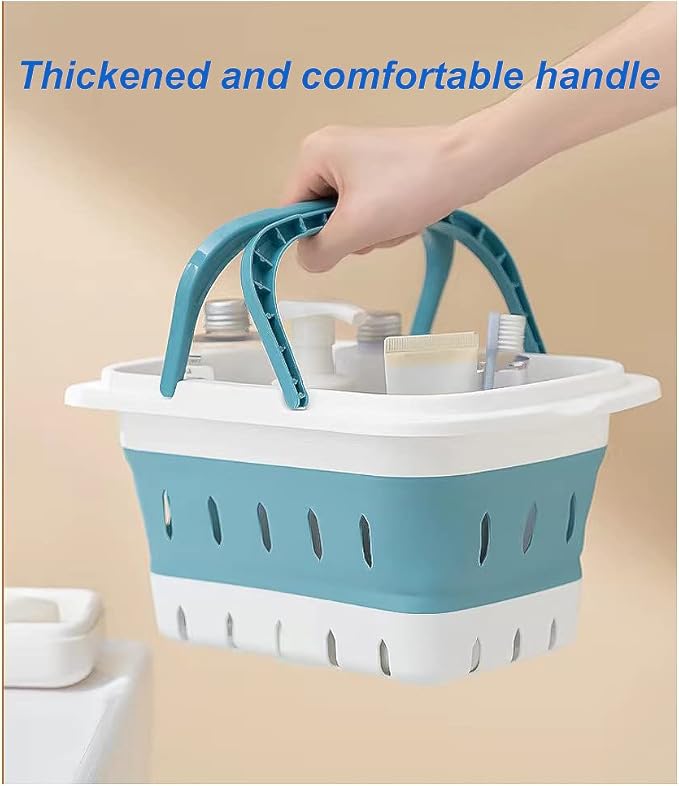 Foldable Plastic Shower Caddy Basket 2 Pcs, Portable and Durable Toiletries Caddy with Handles Ideal for Dorm, Bathroom, Cleaning, Kitchen, Camping, Waterproof, Easy to Clean (Grey 2 pack)-NeatNest