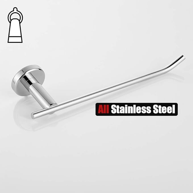 JQK Chrome Towel Ring, Stainless Steel Hand Towel Bar Holder for Bathroom, 9 Inch Polished Stainless Wall Mount, TR100-CH