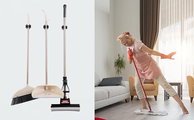 6PCS Broom and Mop Holder, Heavy Duty Garden Tool Organizer Rack Rake and Shovel Handle, Stainless Steel Mop Hanger. Wall Mounted Utility Rack with Screws, Silver.-NeatNest
