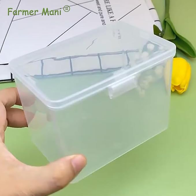 Clear Rectangle Mini Storage Containers Box with Lid (4.53 x 2.95 x 3.39 inch), Rectangular Containers Case for Pills, Jewellery, Tiny Bead, Herbs, Craft Items, 2 Pack-NeatNest