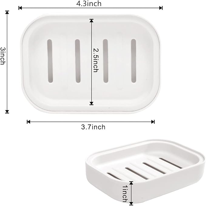 4 Pack Plastic Soap Dish, Soap Container, Double Layer Draining Soap Holder for Shower, Bathroom or Kitchen, C-0060-NeatNest
