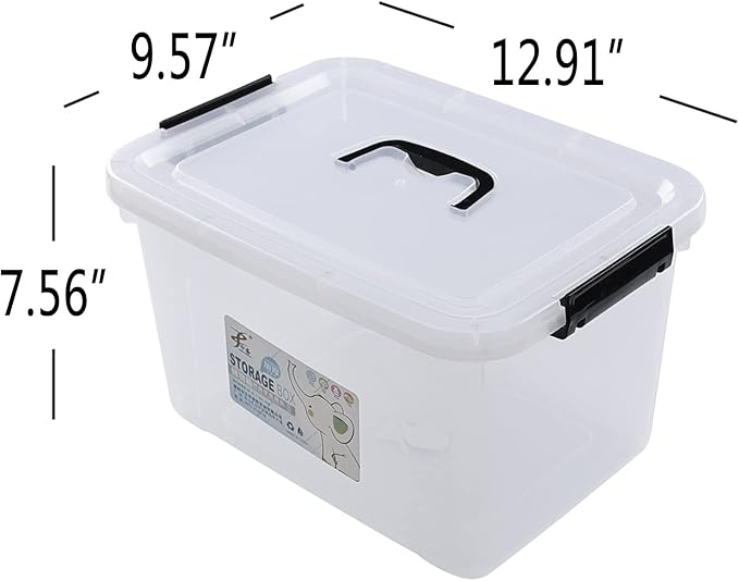 4-Pack 10.5 Quart Clear Latch Storage Box with Lid, Plastic Storage Latch Bin