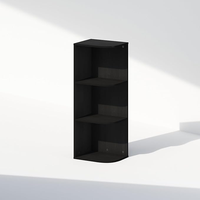 Furinno Reed 3-Tier Space Saving Corner Storage Display Shelf, Blackwood-NeatNest