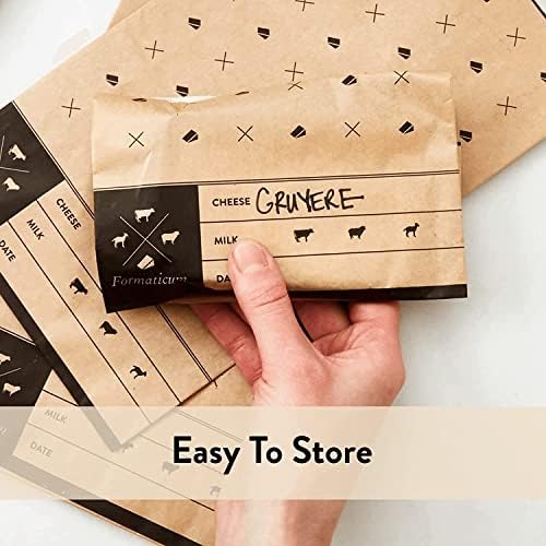 Formaticum - 30-Pack Cheese Storage Bags - 6.25 x 11 Wax Paper Bags to Keep Cheese or Charcuterie Fresh - Professional Grade Cheese Paper for Wrapping Cheese - Porous Brown Paper Bags From France