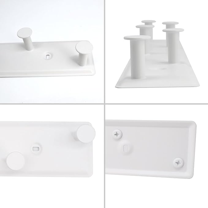 Coat Rack Wall Mount, White Wall Coat Rack Screw in, Metal Door Hooks for Hanging Hat Towels Clothes with 7 Round Rails Mudroom Bathroom Entryway-NeatNest