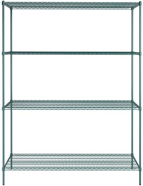 24" x 72" NSF Green Epoxy 4-Shelf Kit with 96" Posts, Heavy Duty Storage Shelving, Wire Shelving Kit, NSF Commercial Storage Rack Unit