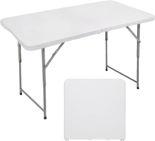 FORUP Folding Utility Table, 4ft Fold-in-Half Portable Plastic Picnic Party Dining Camp Table-NeatNest