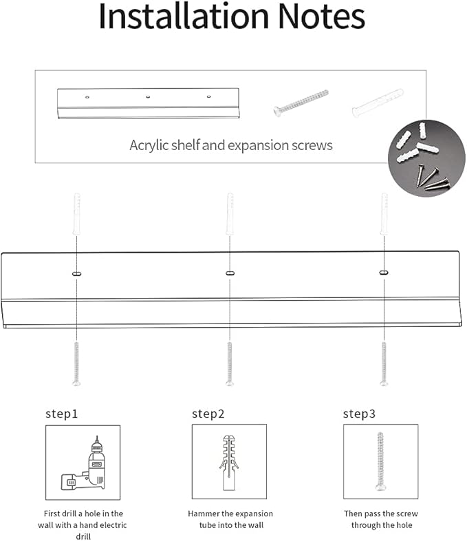 24 Inches Clear Floating Shelves for Wall, Acrylic Long Wall Shelf, Wall Mounted Shelves for Plants, Speaker, Radio, Funko Pop, Stuffed Animal, Books, Cosmetics, Toiletries, 2 Pack (24 Inch)-NeatNest