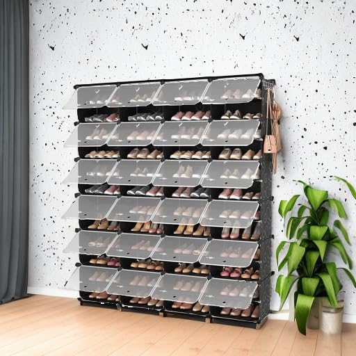 ROJASOP Shoe Storage Cabinet, 12-Tier Shoe Organizer 96 Pairs Extra Large Plastic Shoe Rack with Covers Portable Shoe Rack Organizer with Doors Big Shoe Rack for Closet Entryway Bedroom-NeatNest